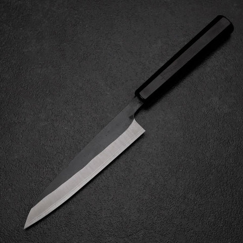 Petty White Steel #2 Stainless Clad Kurouchi Chokin Auspicious Cloud-Sun Buffalo Ebony Handle 150mm-[Musashi]-[Japanese-Kitchen-Knives]