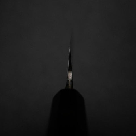 Petty White Steel #2 Stainless Clad Kurouchi Chokin Nami Buffalo Ebony Handle 150mm-[Musashi]-[Japanese-Kitchen-Knives]