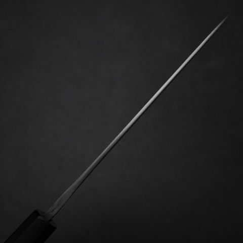 Petty White Steel #2 Stainless Clad Kurouchi Chokin Nami Buffalo Ebony Handle 150mm-[Musashi]-[Japanese-Kitchen-Knives]