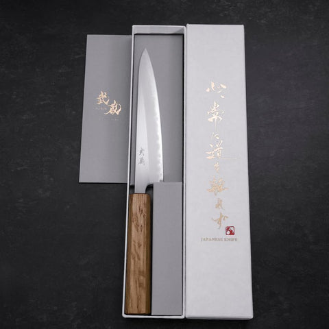 Petty White Steel #1 Poliert Eichenholz Griff 150mm-[Musashi]-[Japan-Küchenmesser]