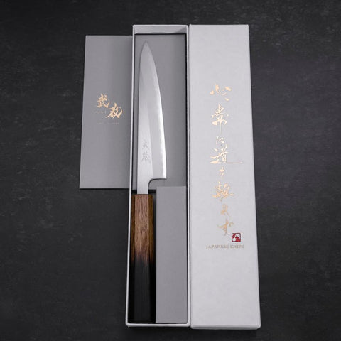 Petty White Steel #1 Poliert Yaki Urushi Griff 150mm-[Musashi]-[Japan-Küchenmesser]