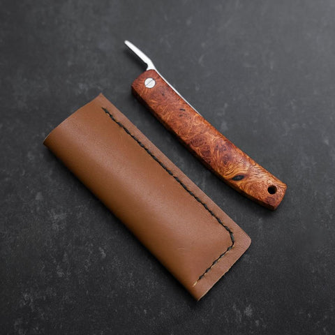 Pocket Knife VG-10 Karin Outdoor Knives 85mm with Leather Sheath (3.3”)-[Musashi]-[Japan-Küchenmesser]