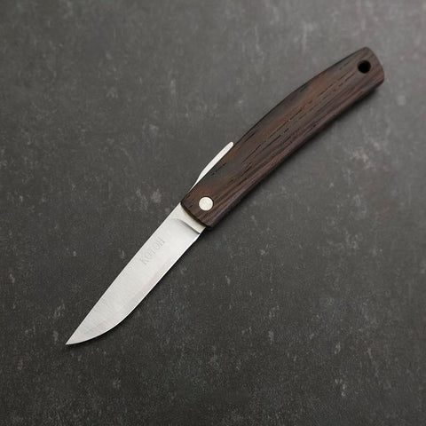 Pocket Knife VG-10 Wenge Outdoor Knives 60mm with Leather Sheath (2.4”)-[Musashi]-[Japan-Küchenmesser]