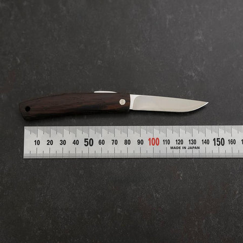 Pocket Knife VG-10 Wenge Outdoor Knives 60mm with Leather Sheath (2.4”)-[Musashi]-[Japan-Küchenmesser]