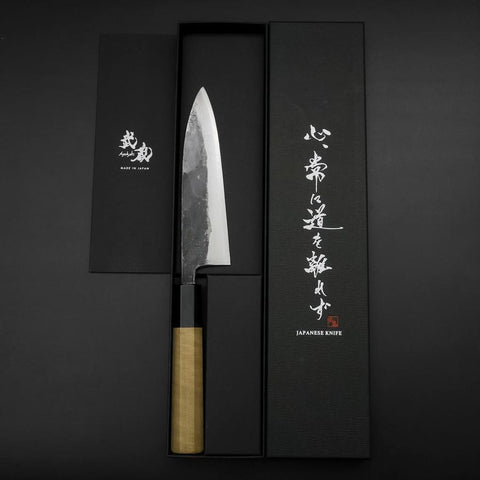 Sabaki Blue Steel #1 Kurouchi Büffelhorn und Magnolienholz Griff 150mm-[Musashi]-[Japan-Küchenmesser]
