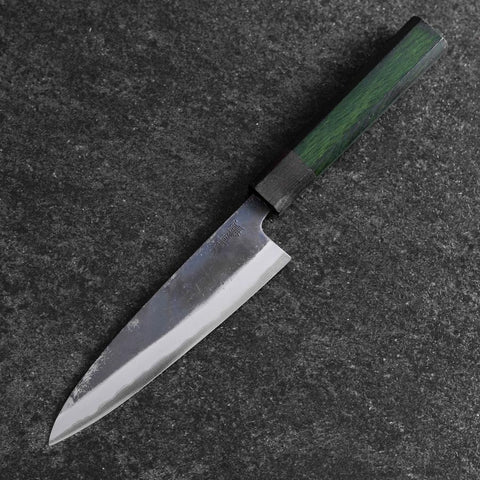 Sabaki Stainless Clad Blue Super Kurouchi Green Urushi Handle 150mm (5.9”)-[Musashi]-[Japanese-Kitchen-Knives]