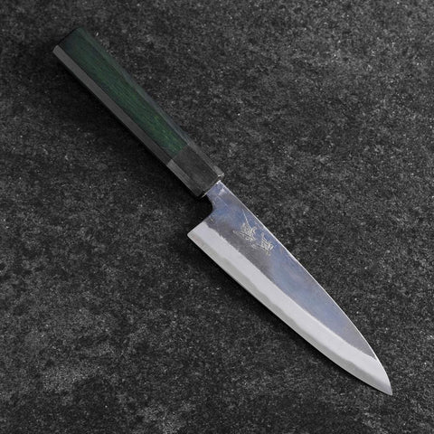 Sabaki Stainless Clad Blue Super Kurouchi Green Urushi Handle 150mm (5.9”)-[Musashi]-[Japanese-Kitchen-Knives]