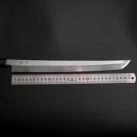 Sakimaru Takohiki Blue Steel #2 Kasumi Büffelhorn und Ebenholz Griff 320mm-[Musashi]-[Japan-Küchenmesser]