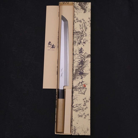 Sakimaru Takohiki Blue Steel #2 Kasumi Büffelhorn und Magnolienholz Griff 270mm-[Musashi]-[Japan-Küchenmesser]