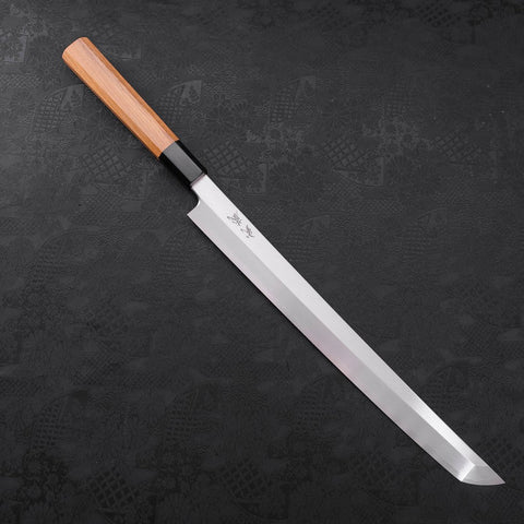 Sakimaru Takohiki Blue Steel #2, Kasumi Büffelhorn und Teak Griff, 330mm-[Musashi]-[Japan-Küchenmesser]