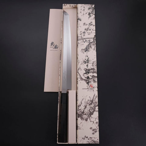 Sakimaru Takohiki Silver Steel #3 Kasumi Büffelhorn und Ebenholz Griff 300mm-[Musashi]-[Japan-Küchenmesser]
