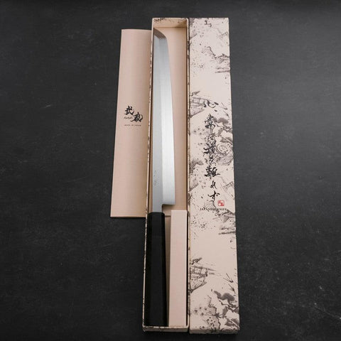 Sakimaru Takohiki White Steel #2 Honyaki Büffelhorn und Ebenholz Griff 300mm-[Musashi]-[Japan-Küchenmesser]