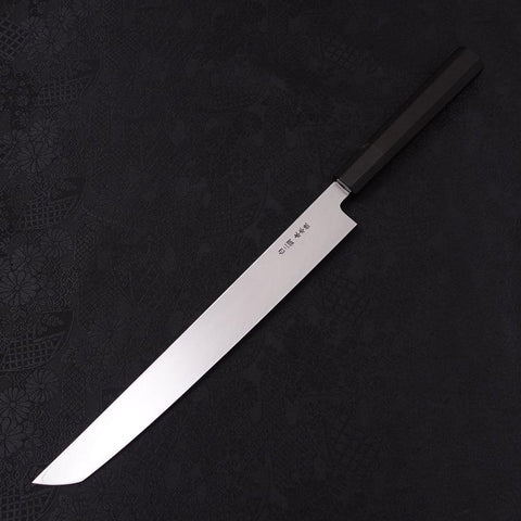 Sakimaru Takohiki White Steel #2 Mond-Fuji Sui-Honyaki Büffelhorn und Ebenholz Griff 270mm-[Musashi]-[Japan-Küchenmesser]