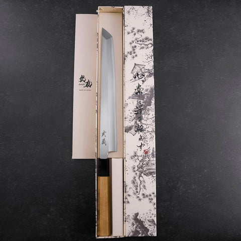 Sakimaru Takohiki White Steel #2 Kasumi Büffelhorn und Teak Griff 270mm-[Musashi]-[Japan-Küchenmesser]