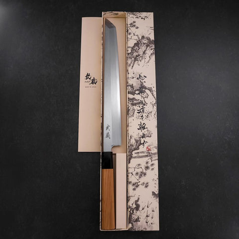 Sakimaru Takohiki White steel #2 Kasumi Büffelhorn und Teak Griff 300mm-[Musashi]-[Japan-Küchenmesser]