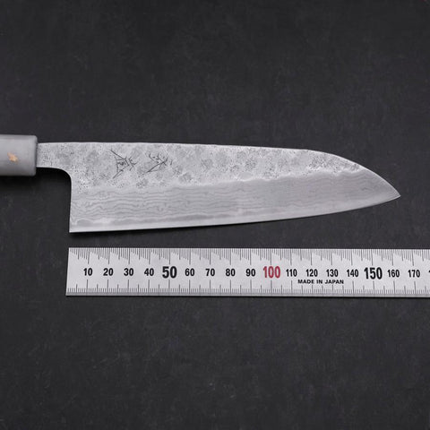 Santoku 440C Nashiji Damascus Ocean White Black Gold Handle 165mm-[Musashi]-[Japanese-Kitchen-Knives]