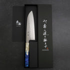 Santoku 440C Nashiji Damascus Ocean White Blue Handle 165mm (6.5”)-[Musashi]-[Japan-Küchenmesser]