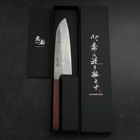 Santoku 440C Nashiji Damascus Purple Urushi Handle 165mm (6.5”)