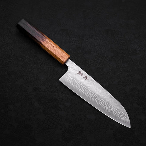 Santoku 440C Nashiji Damascus Yaki Urushi Handle 165mm (6.5”)-[Musashi]-[Japan-Küchenmesser]