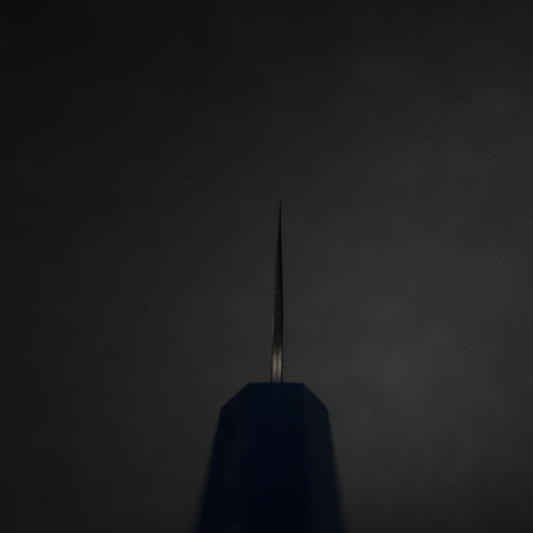 Santoku 440C Nashiji Damast Blauer Urushi Griff 165mm-[Musashi]-[Japan-Küchenmesser]