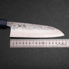 Santoku 440C Nashiji Damast Blauer Urushi Griff 165mm-[Musashi]-[Japan-Küchenmesser]