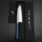 Santoku 440C Nashiji Damast Blauer Urushi Griff 165mm-[Musashi]-[Japan-Küchenmesser]