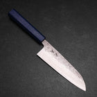 Santoku 440C Nashiji Damast Blauer Urushi Griff 165mm-[Musashi]-[Japan-Küchenmesser]