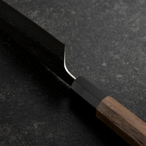 Santoku 440C Nashiji Damast Büffelhorn und Walnussholz Griff 165mm-[Musashi]-[Japan-Küchenmesser]