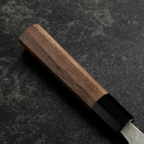 Santoku 440C Nashiji Damast Büffelhorn und Walnussholz Griff 165mm-[Musashi]-[Japan-Küchenmesser]