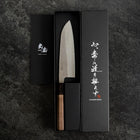 Santoku 440C Nashiji Damast Büffelhorn und Walnussholz Griff 165mm-[Musashi]-[Japan-Küchenmesser]