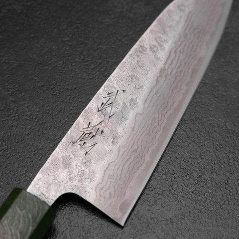 Santoku 440C Nashiji Damast Grüner Urushi Griff 165mm-[Musashi]-[Japan-Küchenmesser]