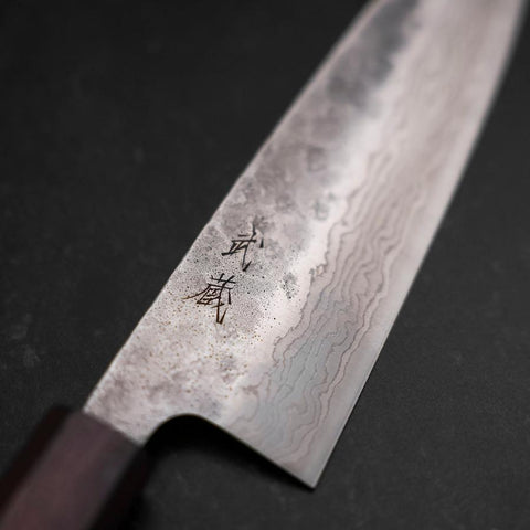 Santoku 440C Nashiji Damast Lila Urushi Griff 165mm-[Musashi]-[Japan-Küchenmesser]