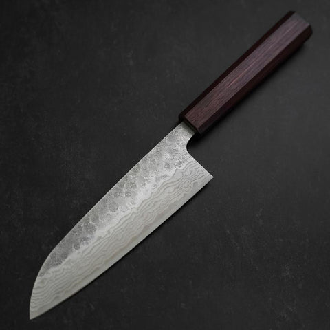 Santoku 440C Nashiji Damast Urushi Griff in Lila 165mm-[Musashi]-[Japan-Küchenmesser]