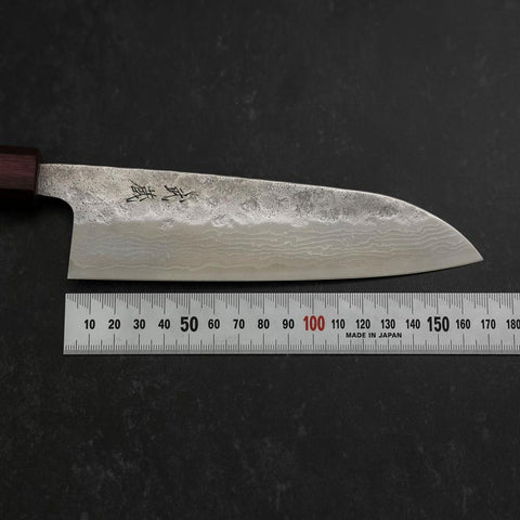 Santoku 440C Nashiji Damast Urushi Griff in Lila 165mm-[Musashi]-[Japan-Küchenmesser]