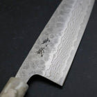 Santoku 440C Nashiji Damast Weiß-Blauer Ozeanplastik Griff 165mm-[Musashi]-[Japan-Küchenmesser]