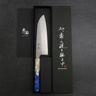 Santoku 440C Nashiji Damast Weiß-Blauer Ozeanplastik Griff 165mm-[Musashi]-[Japan-Küchenmesser]