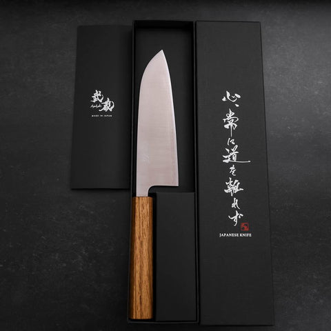 Santoku 440C Polished Oak Handle 165mm (6.5”)-[Musashi]-[Japan-Küchenmesser]