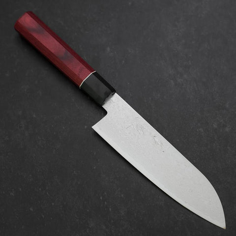 Santoku AUS-10 Damascus Red Cherry Handle 170mm-[Musashi]-[Japan-Küchenmesser]