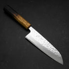 Santoku AUS-10 Kagami Tsuchime Damast Yaki Urushi Griff 165mm-[Musashi]-[Japan-Küchenmesser]