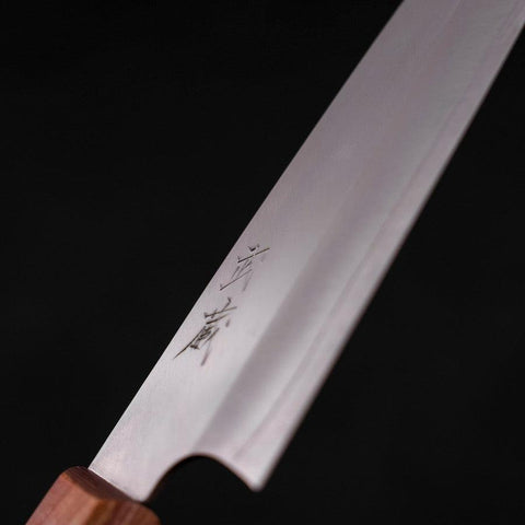 Santoku AUS-10, Migaki Westlicher Griff in Braun, 170mm-[Musashi]-[Japan-Küchenmesser]