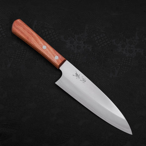 Santoku AUS-10, Migaki Westlicher Griff in Braun, 170mm-[Musashi]-[Japan-Küchenmesser]