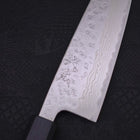 Santoku AUS-10 Nashiji Damast Dunkelblauer Urushi Griff 165mm-[Musashi]-[Japan-Küchenmesser]