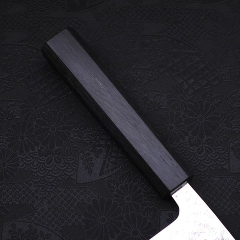 Santoku AUS-10 Nashiji Damast Dunkelblauer Urushi Griff 165mm-[Musashi]-[Japan-Küchenmesser]