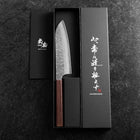 Santoku AUS-10 Nashiji Damast Wenge Griff 165mm-[Musashi]-[Japan-Küchenmesser]