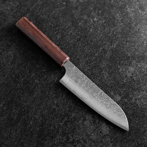 Santoku AUS-10 Nashiji Damast Wenge Griff 165mm-[Musashi]-[Japan-Küchenmesser]
