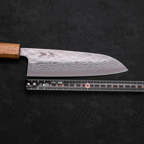 Santoku AUS-10 Nashiji Damast Yaki Urushi Griff 165mm-[Musashi]-[Japan-Küchenmesser]