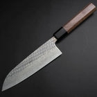 Santoku AUS-10 Nawame Damast Büffelhorn und Walnussholz Griff 165mm-[Musashi]-[Japan-Küchenmesser]
