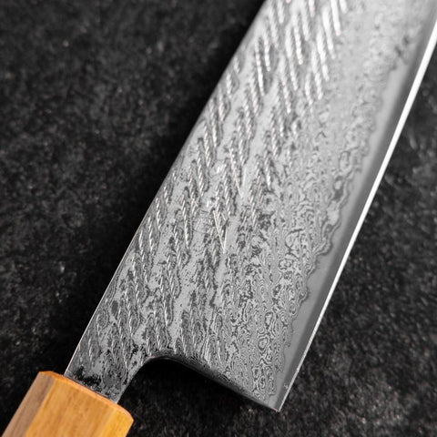 Santoku AUS-10 Nawame Damast Eichenholz Griff 165mm-[Musashi]-[Japan-Küchenmesser]