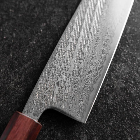 Santoku AUS-10 Nawame Damast Lila Urushi Griff 165mm-[Musashi]-[Japan-Küchenmesser]