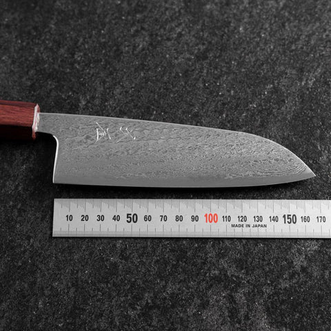 Santoku AUS-10 Nawame Damast Lila Urushi Griff 165mm-[Musashi]-[Japan-Küchenmesser]